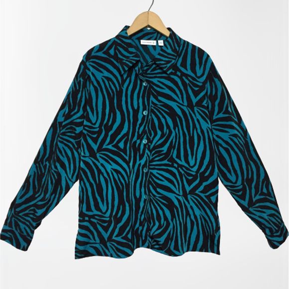 Susan Graver Oversize Zebra Print Blouse Tunic Top - Picture 1 of 5